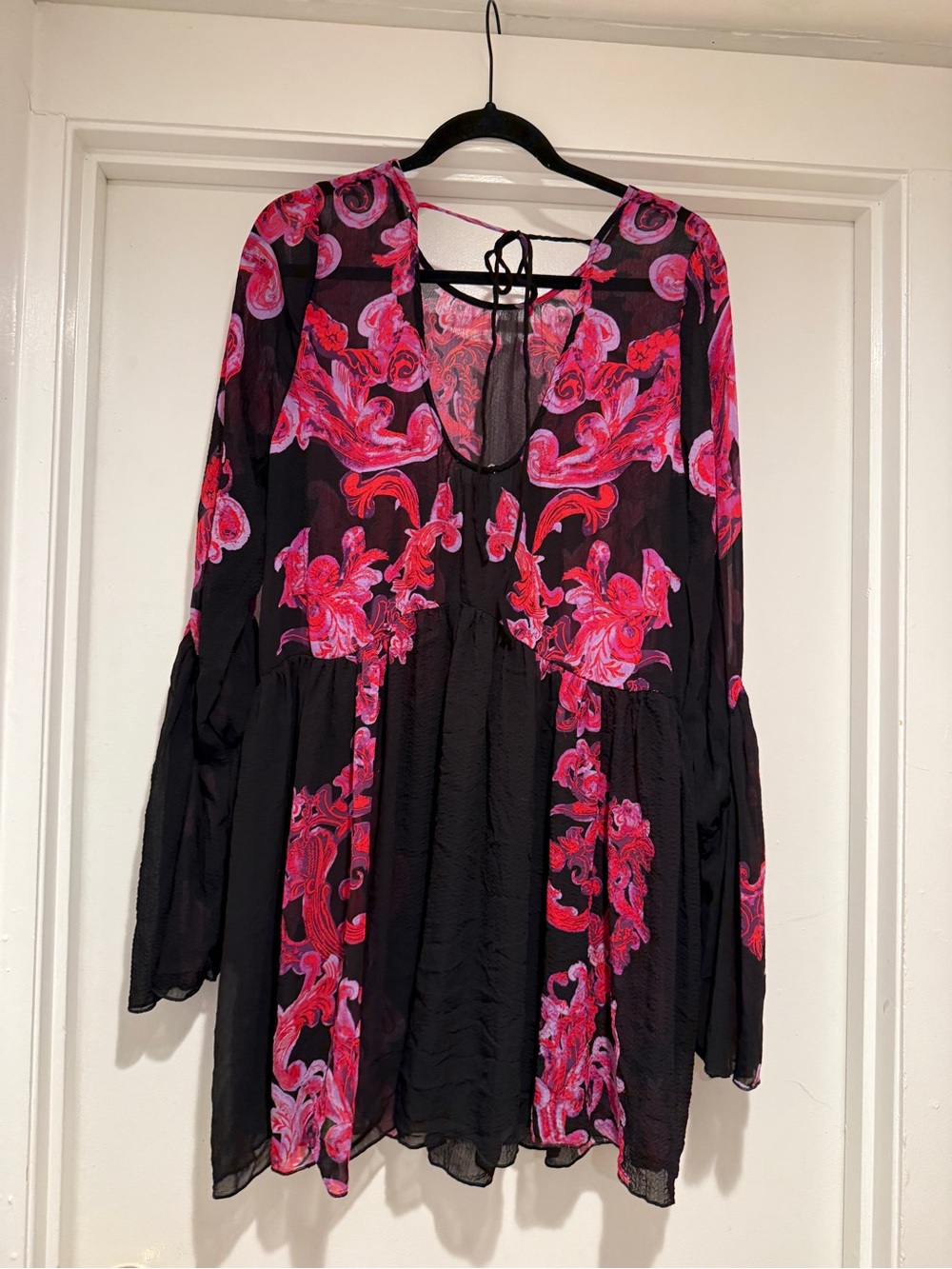 Intimately Free People Women's Floral Symphony Bell Sleeve Clip Tunic Dress - Picture 7 of 8